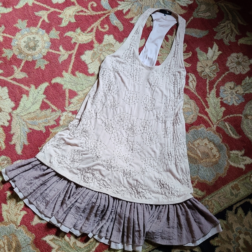 FP anthropologie beaded ruffle dress